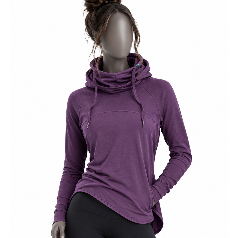Gymshark Womens XS Purple Cowl Neck High Low Pullover Hoodie‎ GLP03597-AW19-132